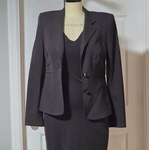 Escada Elegant Brown Women's Blazer & Dress with beaded detail, Size 38, 36